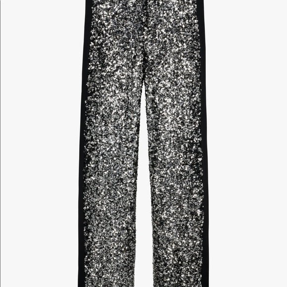 NEW $169 Zara Silver Black Sequin Dress Pants Limited Edition 2674/100 XS Small - Picture 7 of 16